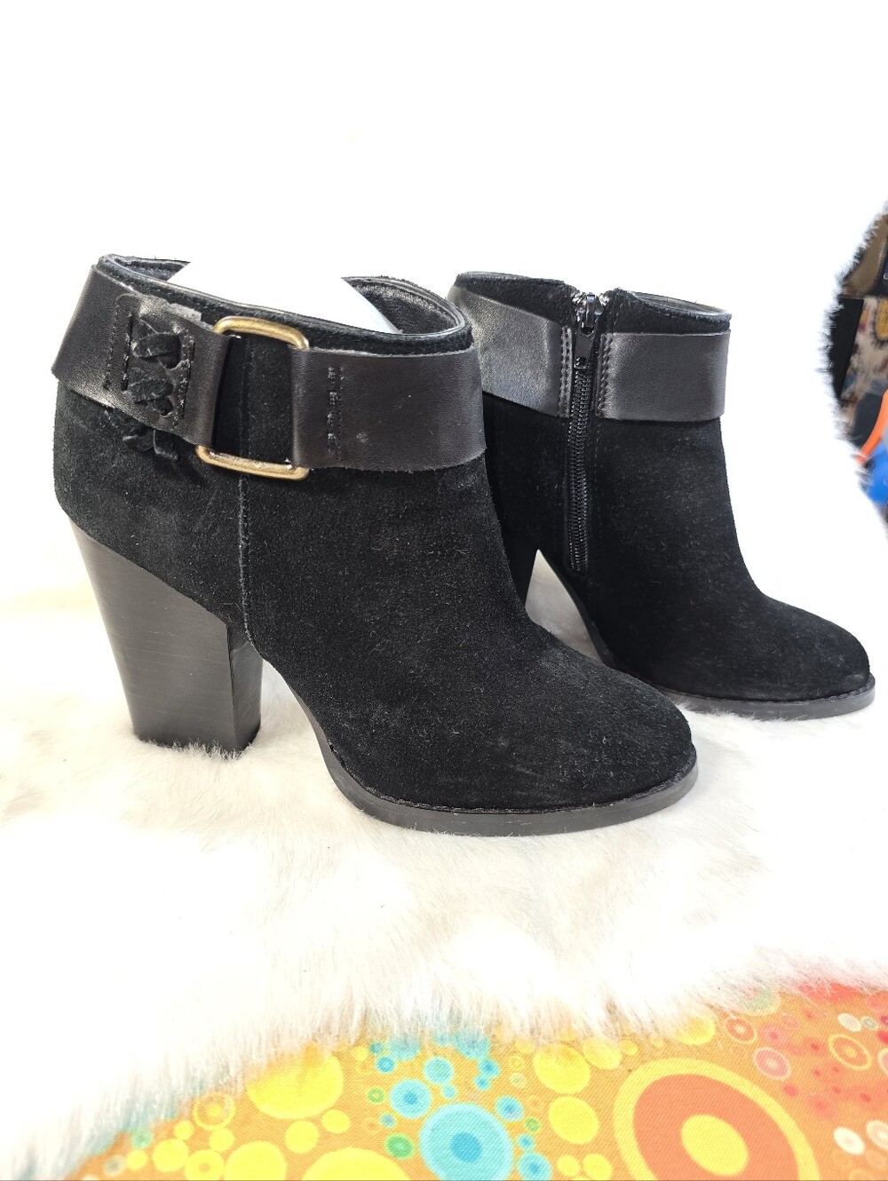 Kensie "Massey" (or "Masola") Black Suede Ankle Booties